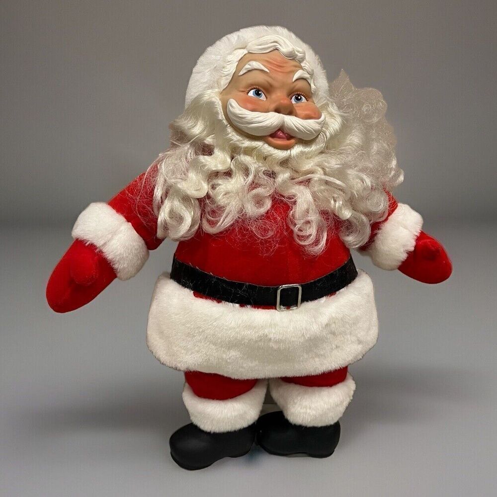 Vintage 17 Inch  Plush Santa with Rubber Face - Clean & in Very Good Condition